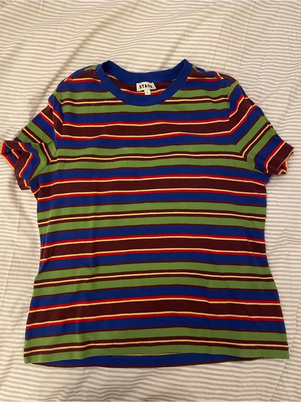 STAUD Multi-Color Striped Tee - Blue & Green